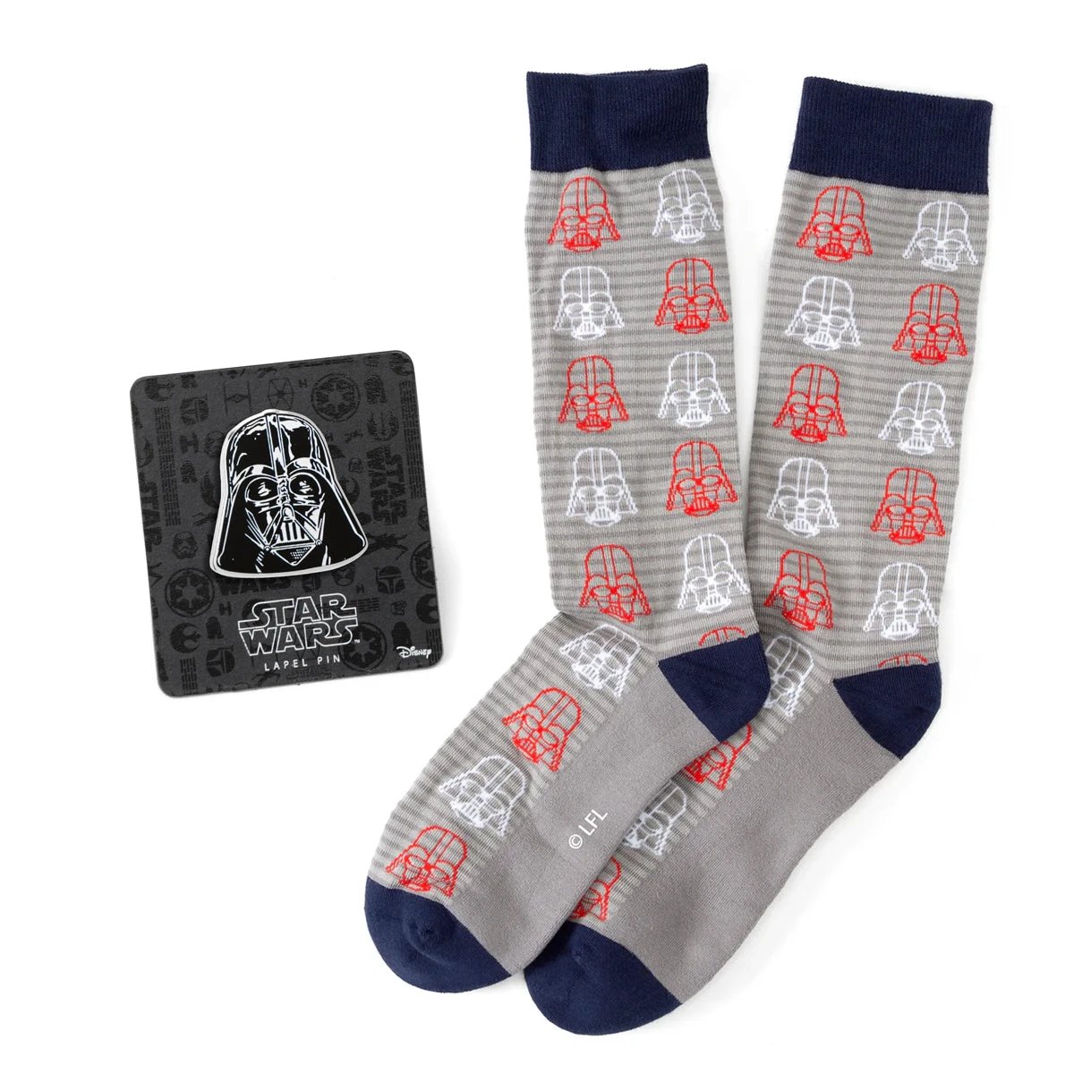 Star Wars Darth Vader Gray and Red Dress Socks and Lapel Pin Gift Set by Cufflinks.com