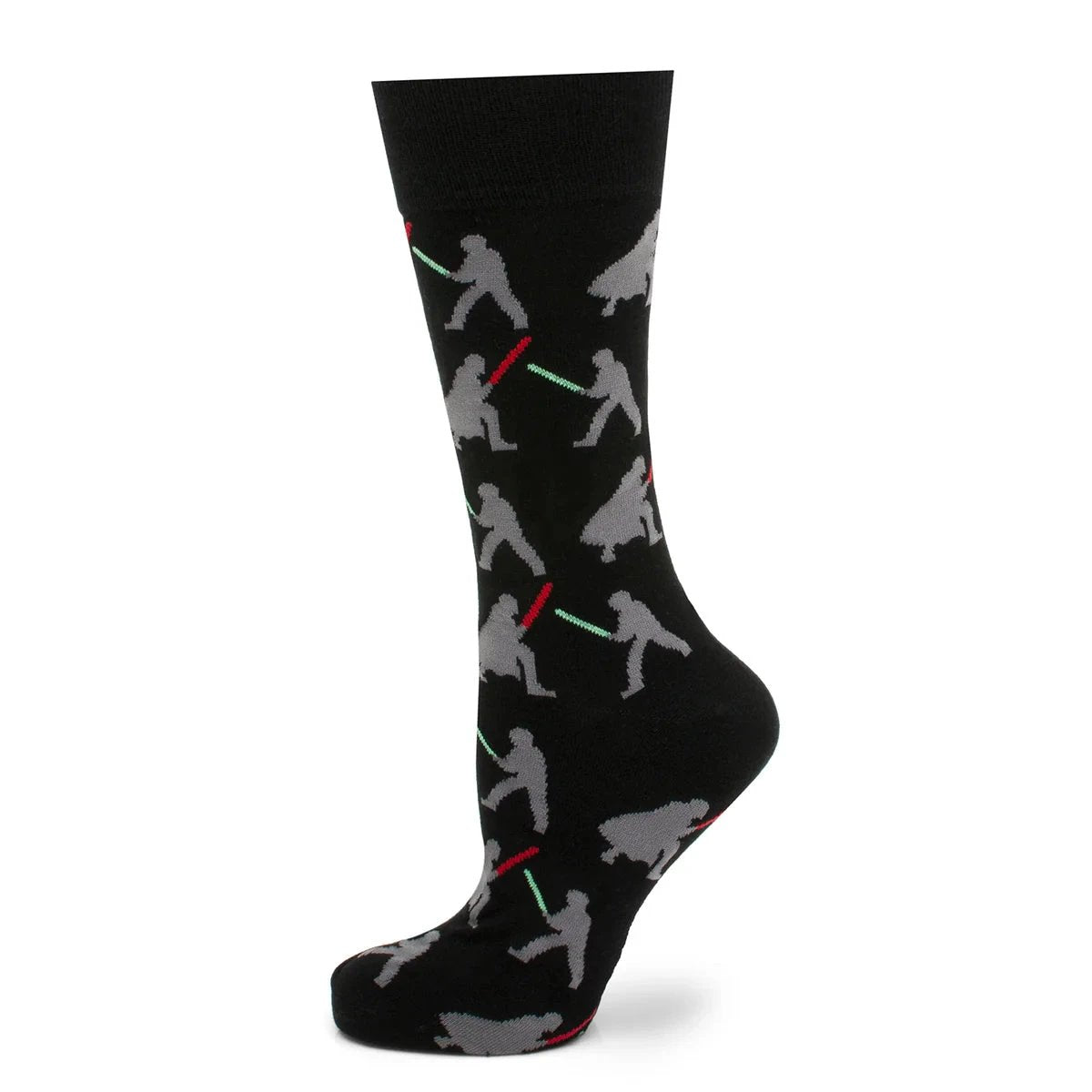 Star Wars Darth Vader and Luke Skywalker LIGHTSABER Battle Black Dress Socks and Darth Vader Lapel Pin Gift Set by Cufflinks.com