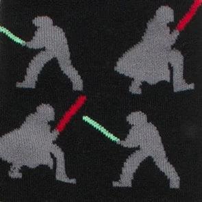 Star Wars Darth Vader and Luke Skywalker LIGHTSABER Battle Black Dress Socks and Darth Vader Lapel Pin Gift Set by Cufflinks.com