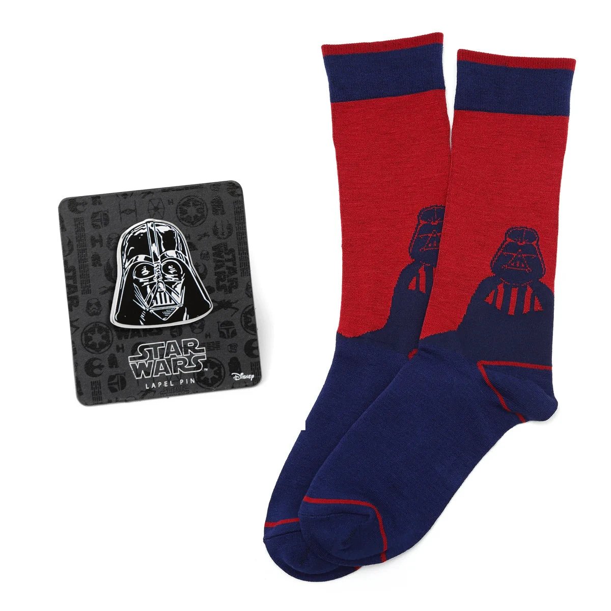 Star Wars Darth Vader Blue and Red Dress Socks and Lapel Pin Gift Set by Cufflinks.com