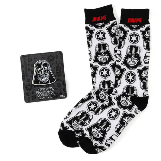 Star Wars Darth Vader White Dress Socks and Lapel Pin Gift Set by Cufflinks.com