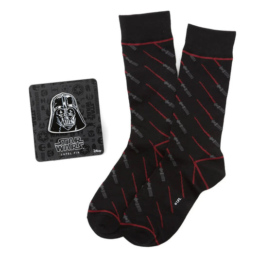 Star Wars Darth Vader LIGHTSABER Black Socks and Lapel Pin Gift Set by Cufflinks.com