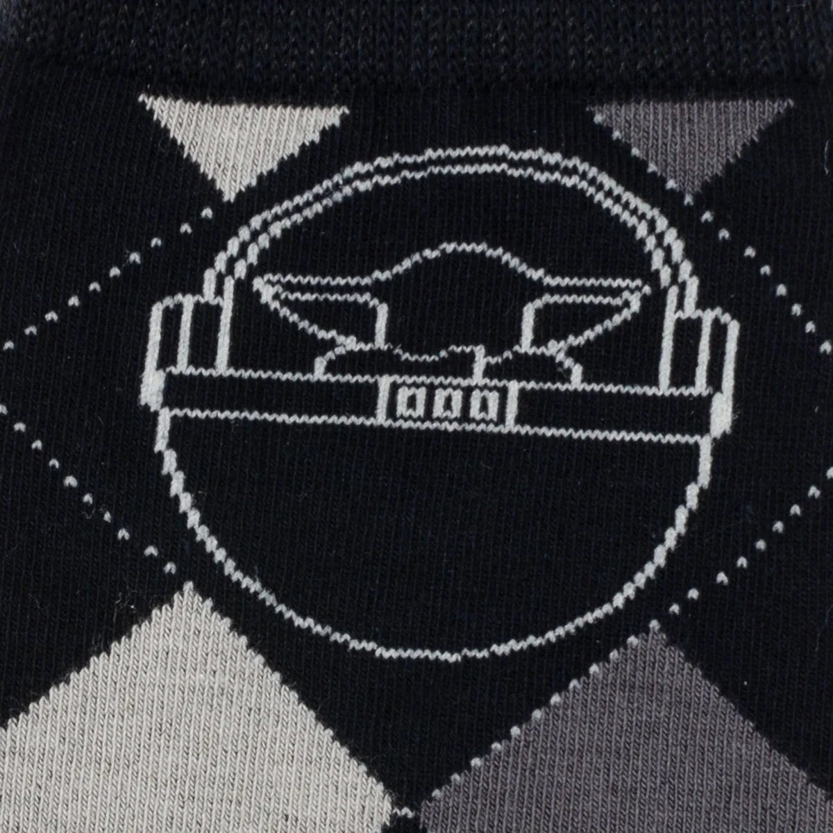 Star Wars Grogu Charcoal Gray Argyle Socks and Lapel Pin Gift Set by Cufflinks.com