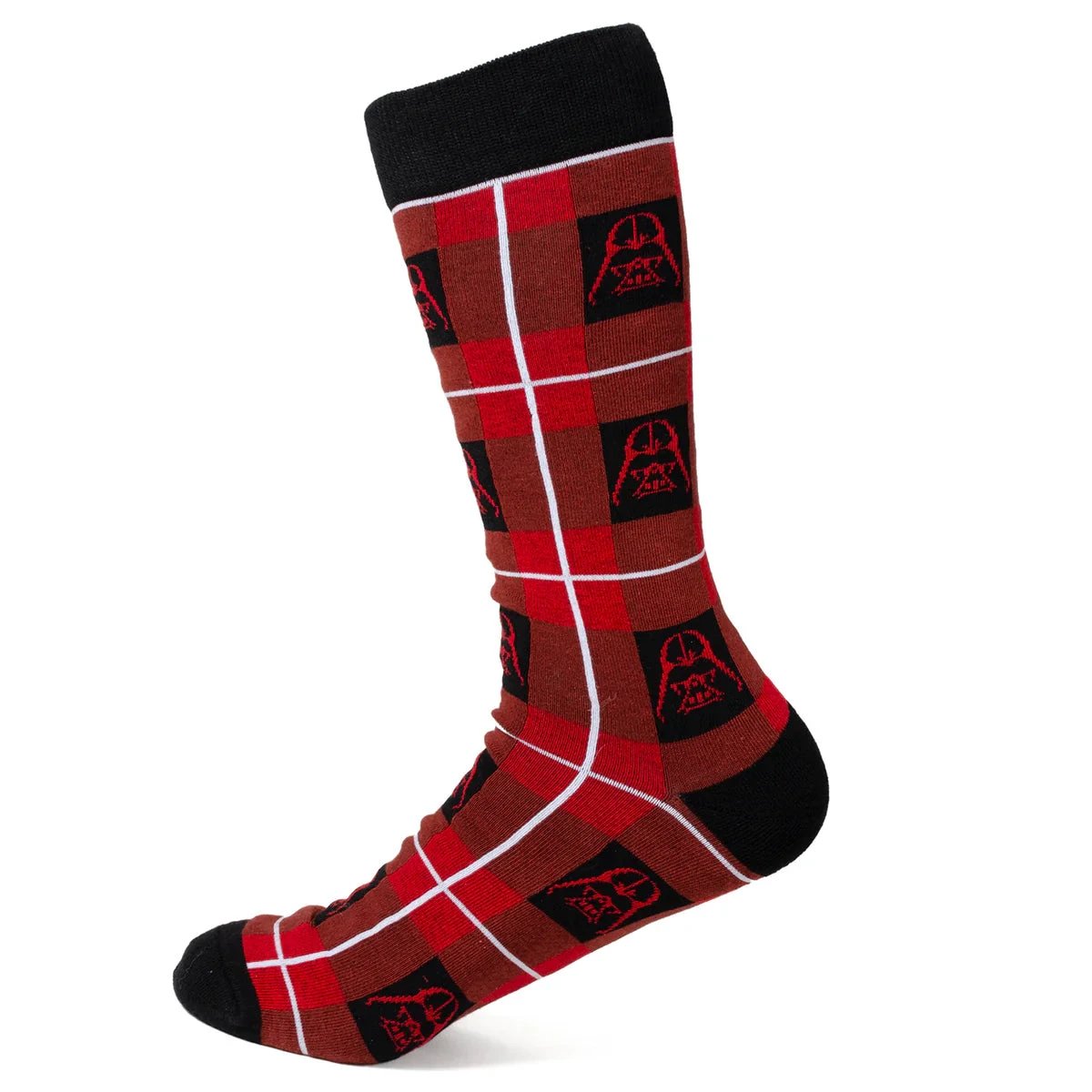 Star Wars Darth Vader Black and Red Plaid Dress Socks and Imperial Crest Lapel Pin Gift Set by Cufflinks.com