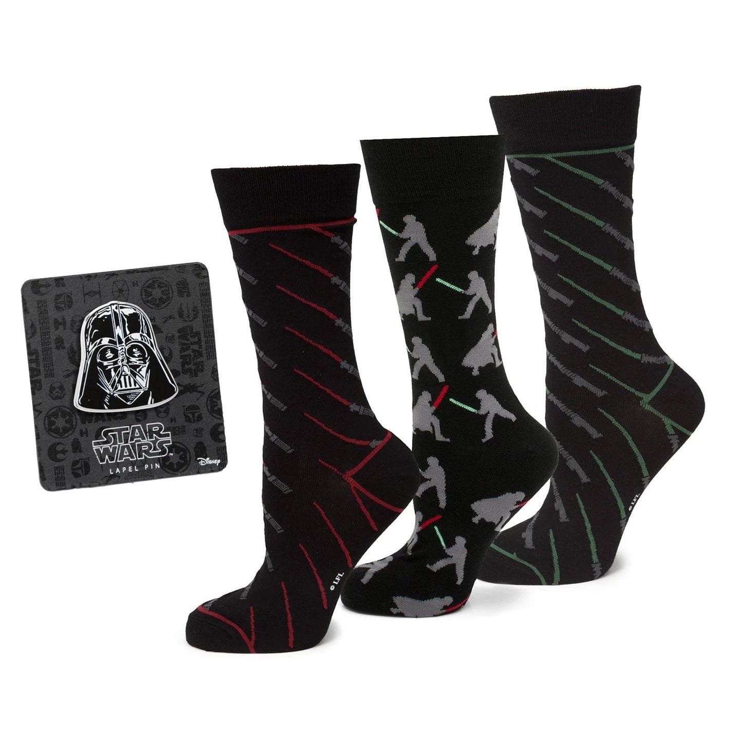 Star Wars LIGHTSABER Battle Dress Socks and Darth Vader Lapel Pin Gift Set by Cufflinks.com