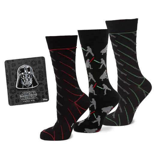 Star Wars LIGHTSABER Battle Dress Socks and Darth Vader Lapel Pin Gift Set by Cufflinks.com