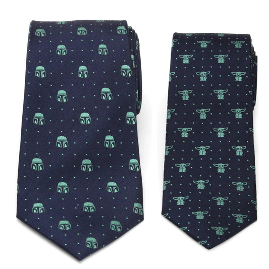 Star Wars Mandalorian and Grogu Ties Father and Son Gift Set by Cufflinks.com