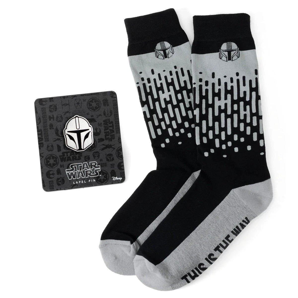Star Wars Mandalorian "This Is The Way" Dress Socks and Lapel Pin Gift Set by Cufflinks.com