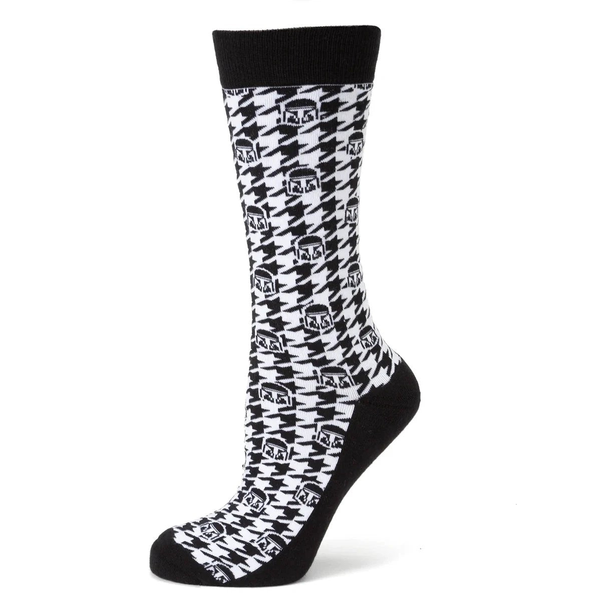 Star Wars Mandalorian Houndstooth Black and White Dress Socks and Lapel Pin Gift Set by Cufflinks.com