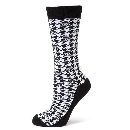 Star Wars Mandalorian Houndstooth Black and White Dress Socks and Lapel Pin Gift Set by Cufflinks.com