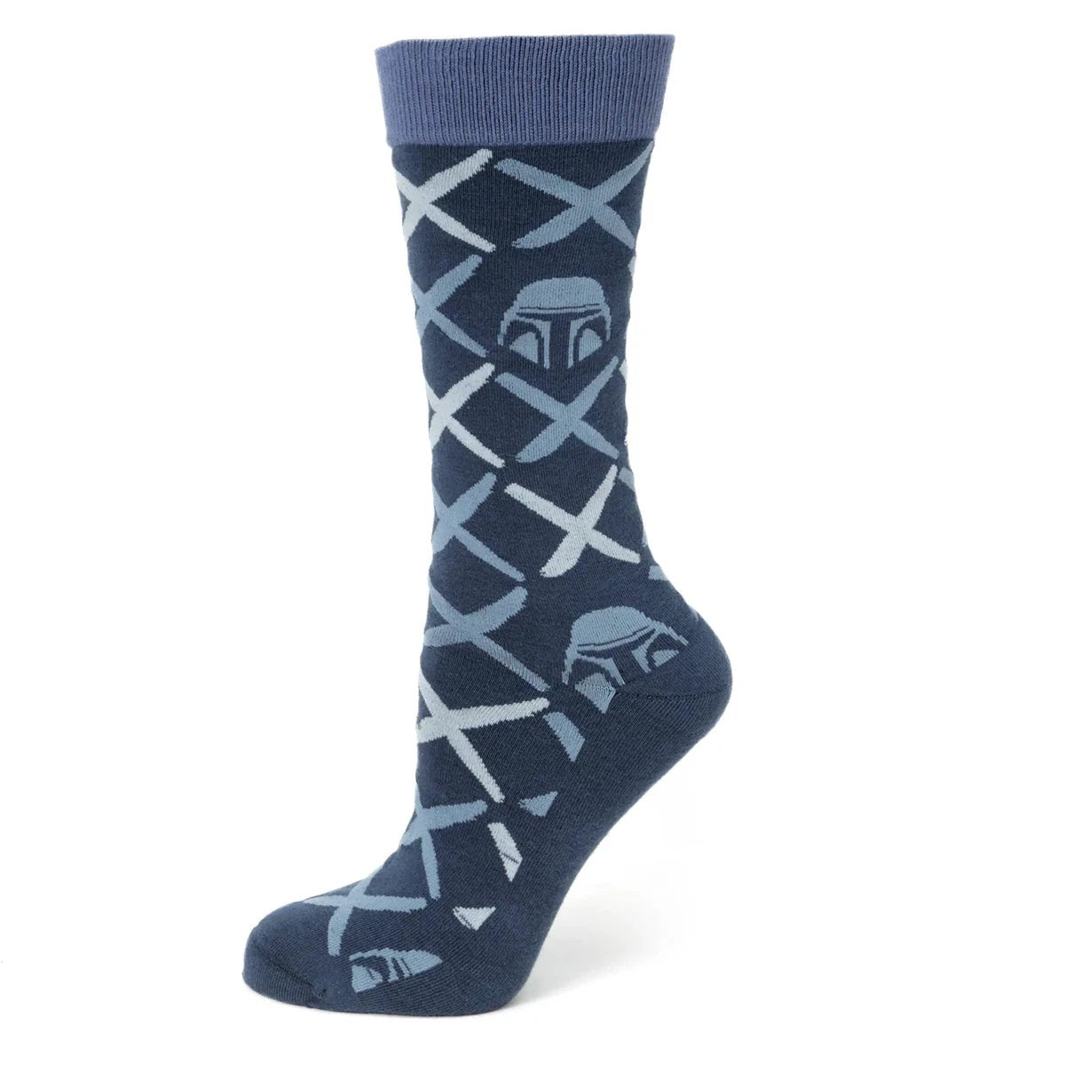 Star Wars Mandalorian Navy Checkered Dress Socks and Lapel Pin Gift Set by Cufflinks.com
