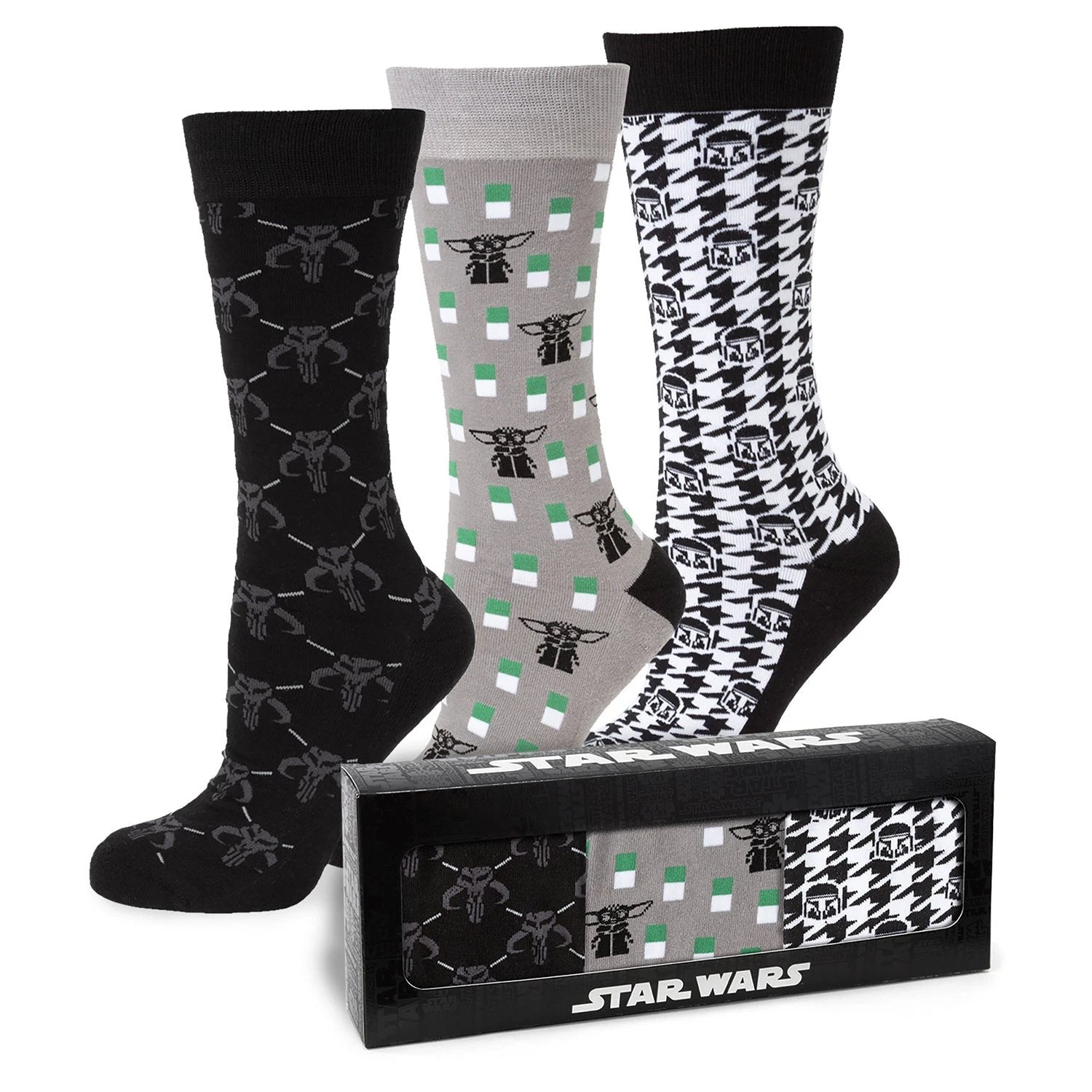 Star Wars Mandalorian Dress Socks 3-Pack and Mythosaur Lapel Pin Gift Set by Cufflinks.com