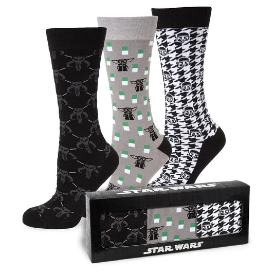 Star Wars Mandalorian Dress Socks 3-Pack and Mythosaur Lapel Pin Gift Set by Cufflinks.com