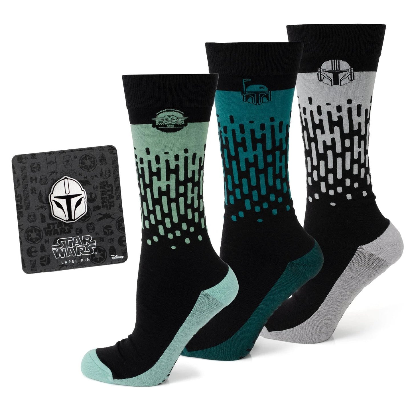 Star Wars Mandalorian 3-Pack Dress Sock and Lapel Pin Gift Set by Cufflinks.com