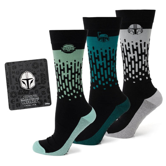 Star Wars Mandalorian 3-Pack Dress Sock and Lapel Pin Gift Set by Cufflinks.com