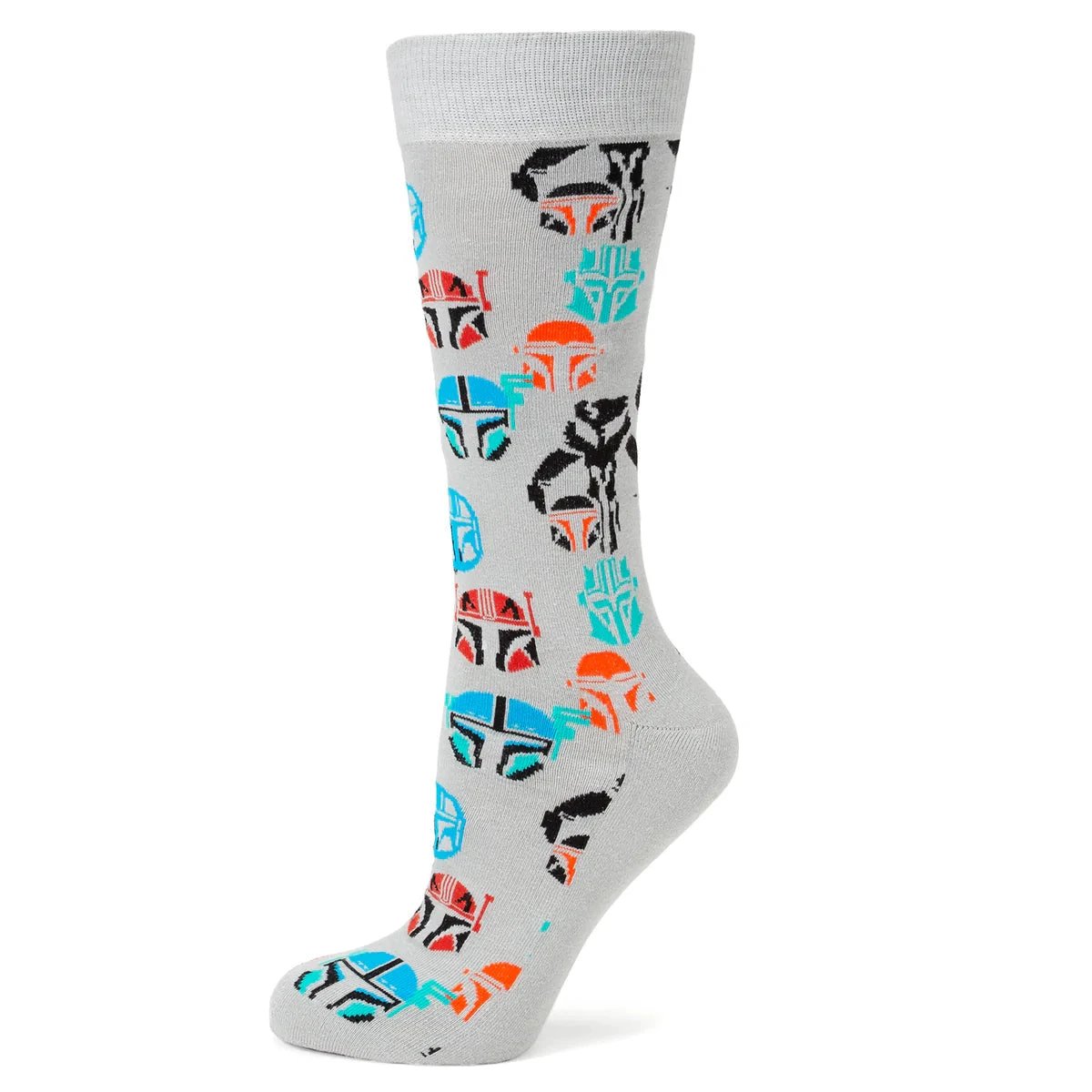 Star Wars Mandalorian and Mythosaur Multicolored Gray Dress Socks and Lapel Pin Gift Set by Cufflinks.com