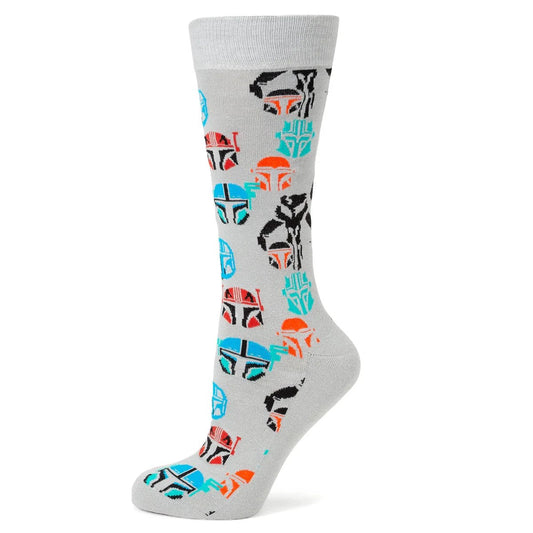 Star Wars Mandalorian and Mythosaur Multicolored Gray Dress Socks and Lapel Pin Gift Set by Cufflinks.com