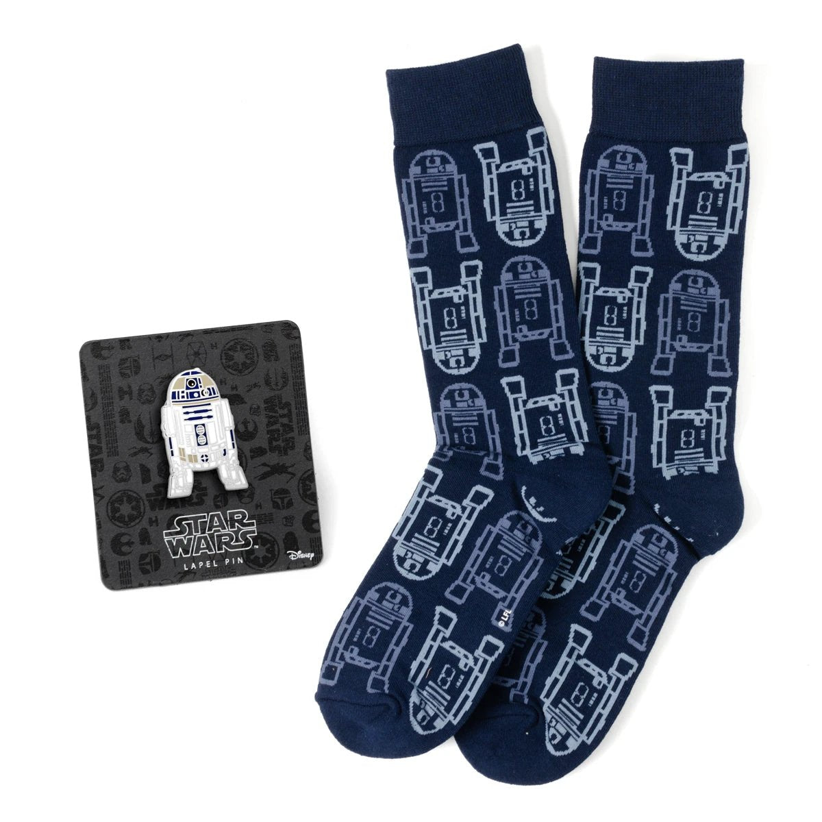 Star Wars R2-D2 Light and Dark Blue Dress Socks and Lapel Pin Gift Set by Cufflinks.com