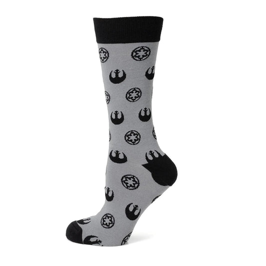 Star Wars Rebel Alliance Starbird Crest and Imperial Crest Gray Dress Socks and Lapel Pin Gift Set by Cufflinks.com
