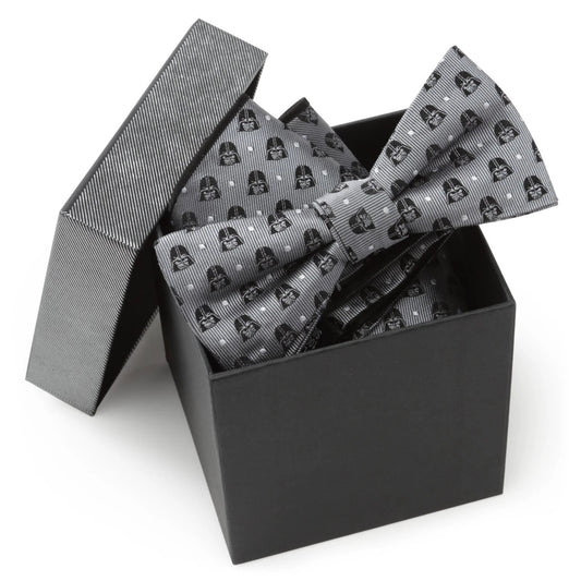 Star Wars Darth Vader Gray Polka Dot Bow Tie and Pocket Square Gift Set by Cufflinks.com
