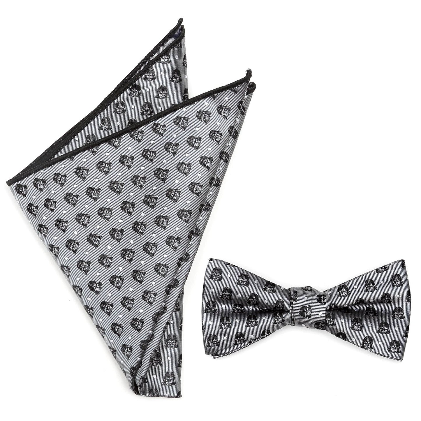 Star Wars Darth Vader Gray Polka Dot Bow Tie and Pocket Square Gift Set by Cufflinks.com