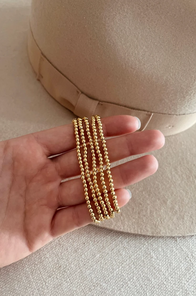 NEW 3mm Gold Bead Bracelet by Views & Co