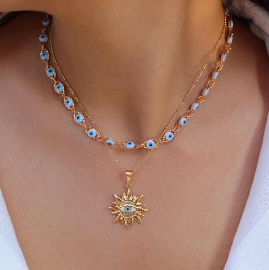 Sapphire Evil Eye Necklaces Choker by Views & Co