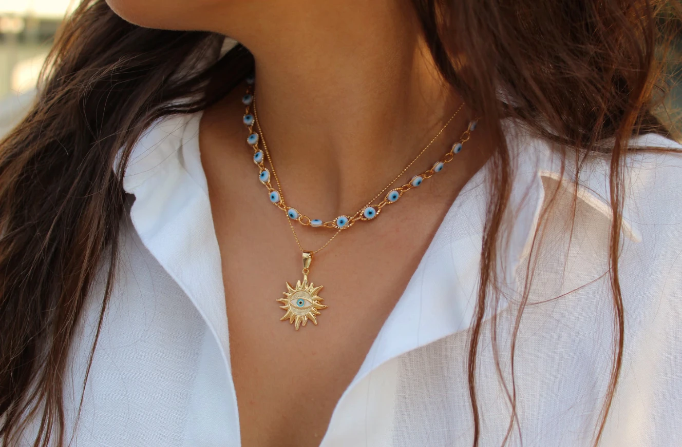 Sapphire Evil Eye Necklaces Choker by Views & Co