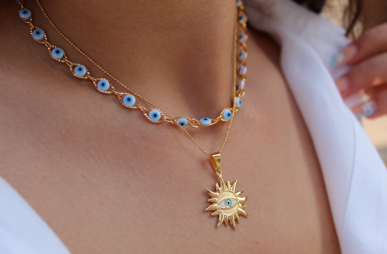 Sapphire Evil Eye Necklaces Choker by Views & Co