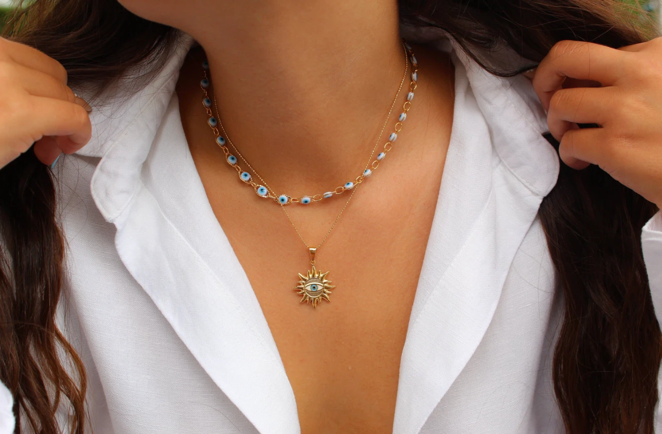 Sapphire Evil Eye Necklaces Choker by Views & Co
