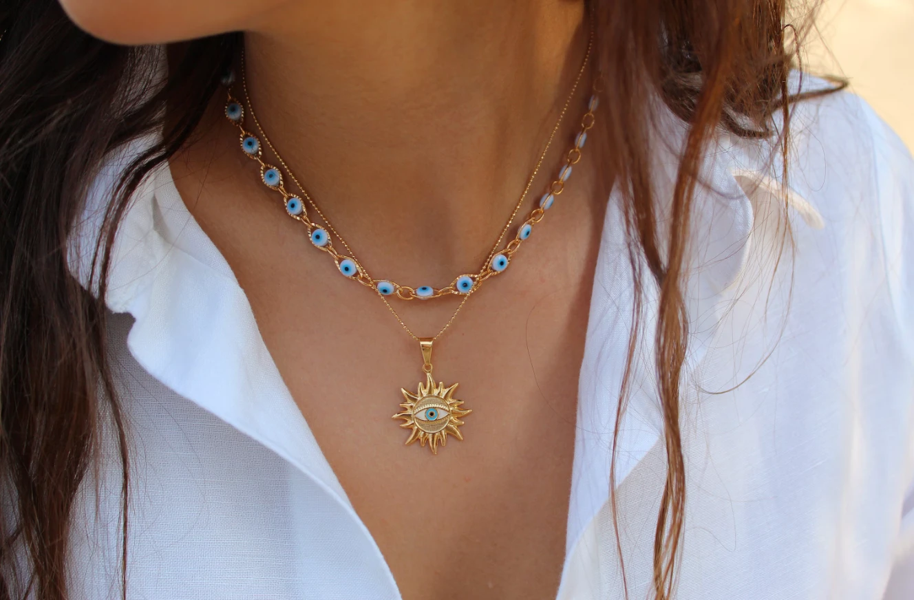 Sapphire Evil Eye Necklaces Choker by Views & Co