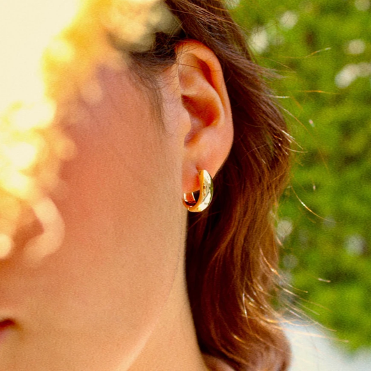 Tiny Plain Minimalistic and Simple Huggie Earrings by Views & Co