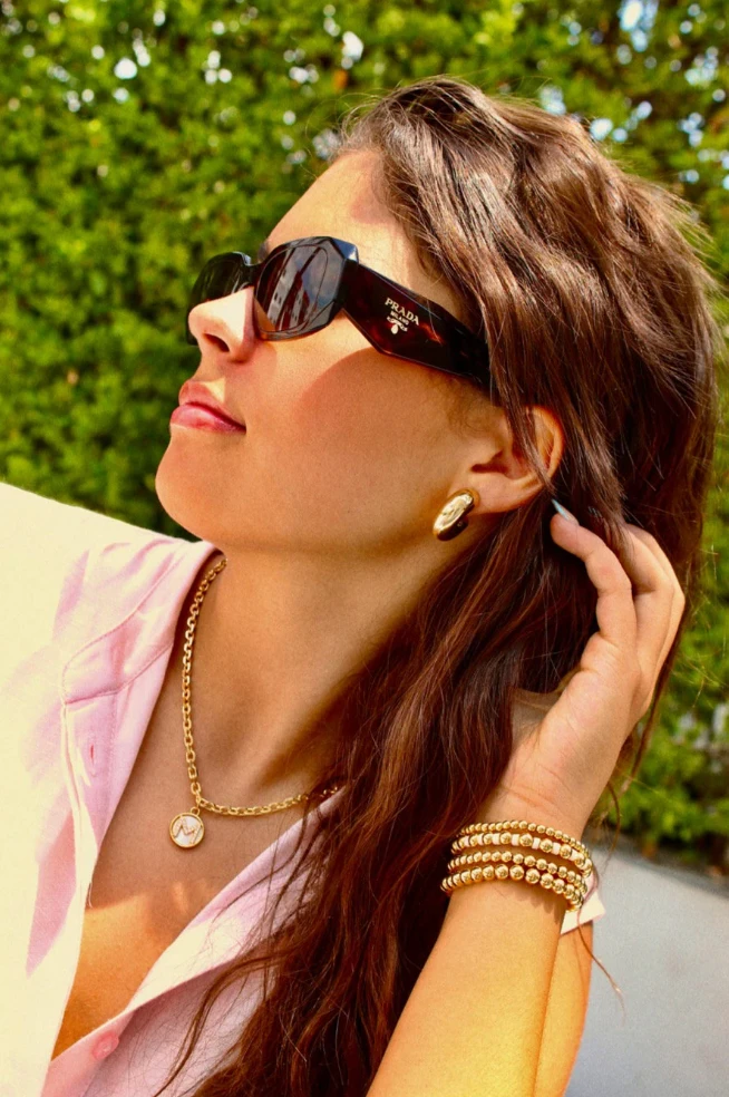 Gold Mother of Pearl Initial Letter Necklace by Views & Co