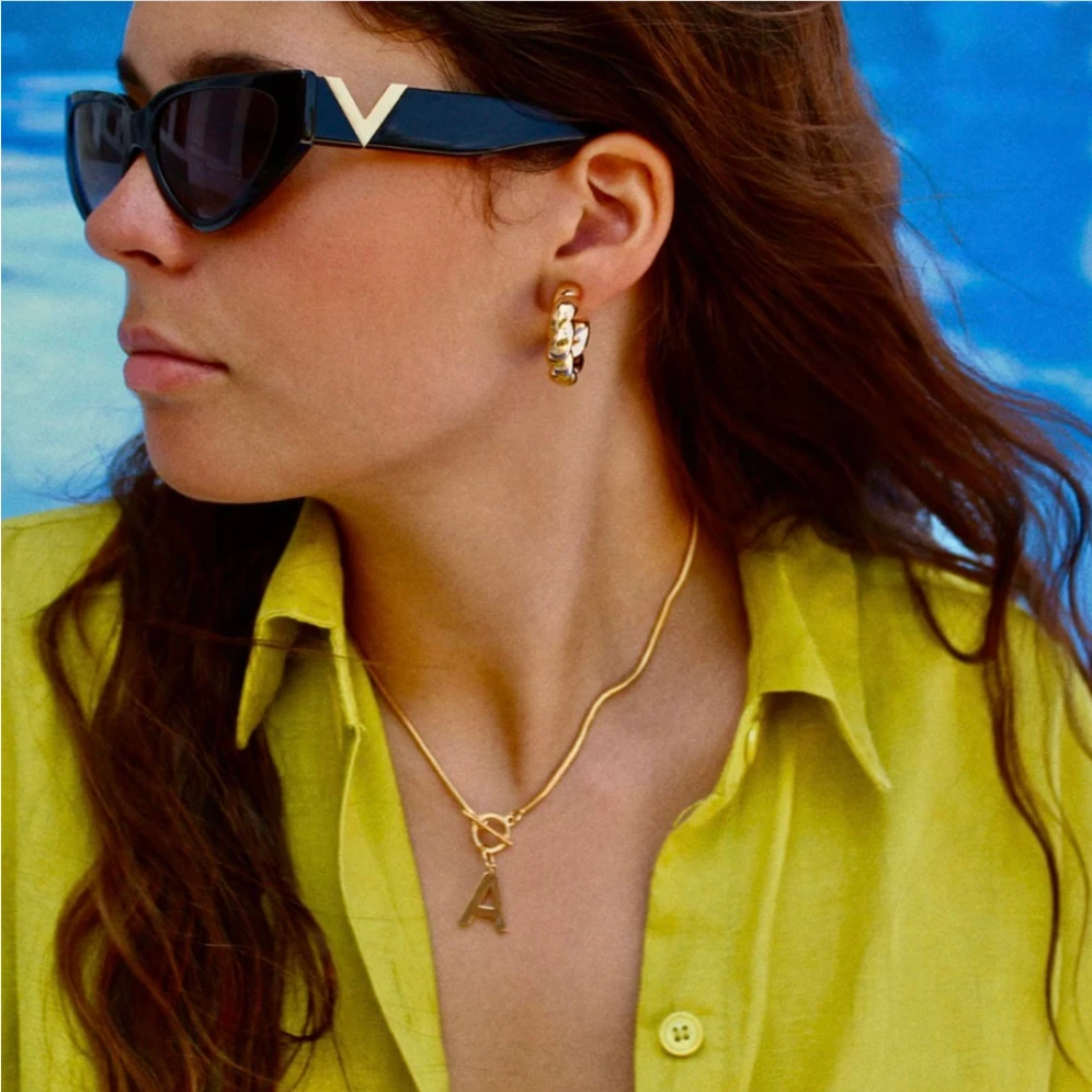 Initial Omega Toggle T Bar Dainty Necklace by Views & Co