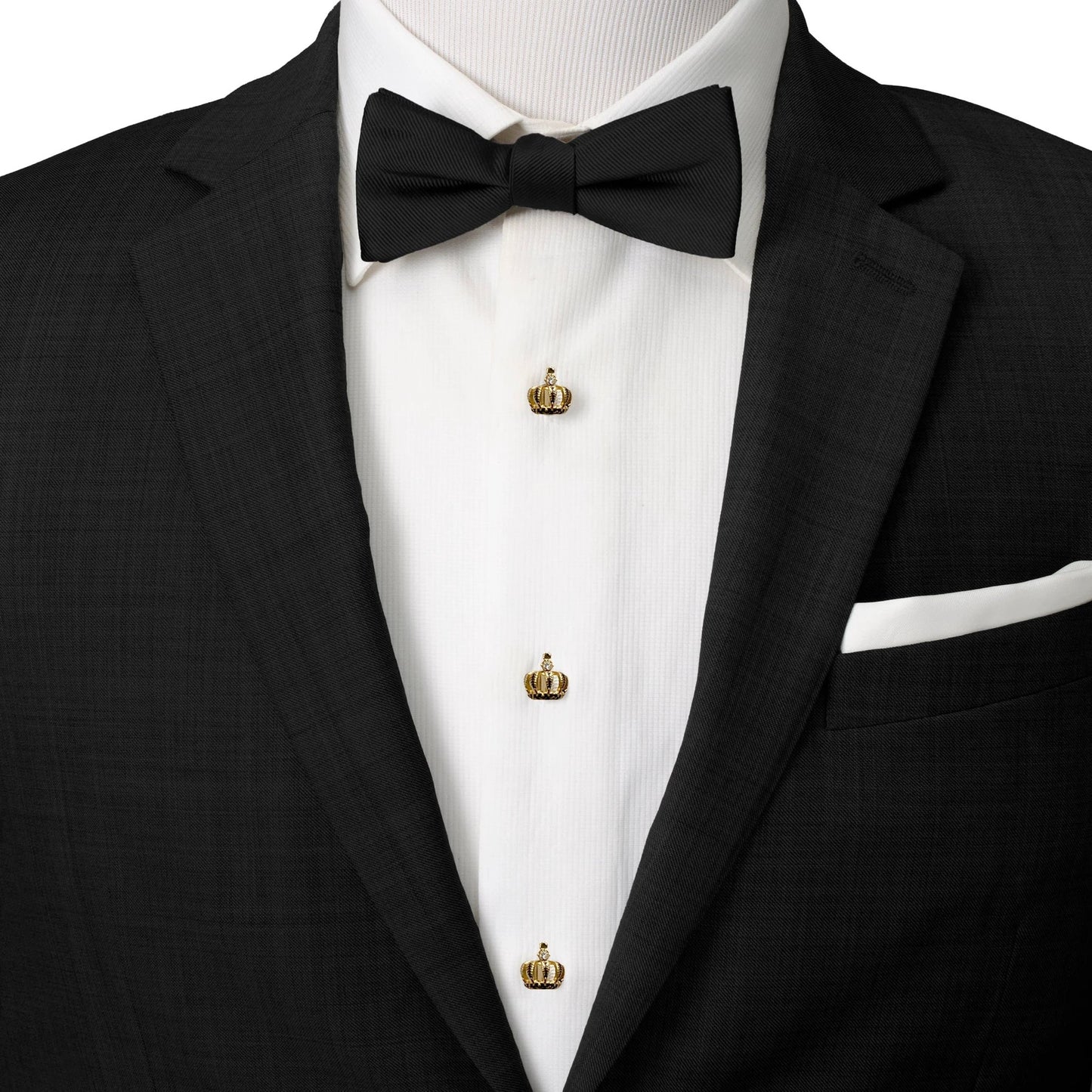 VDP 3D Crown Gold Crystal Stud Set by Cufflinks.com