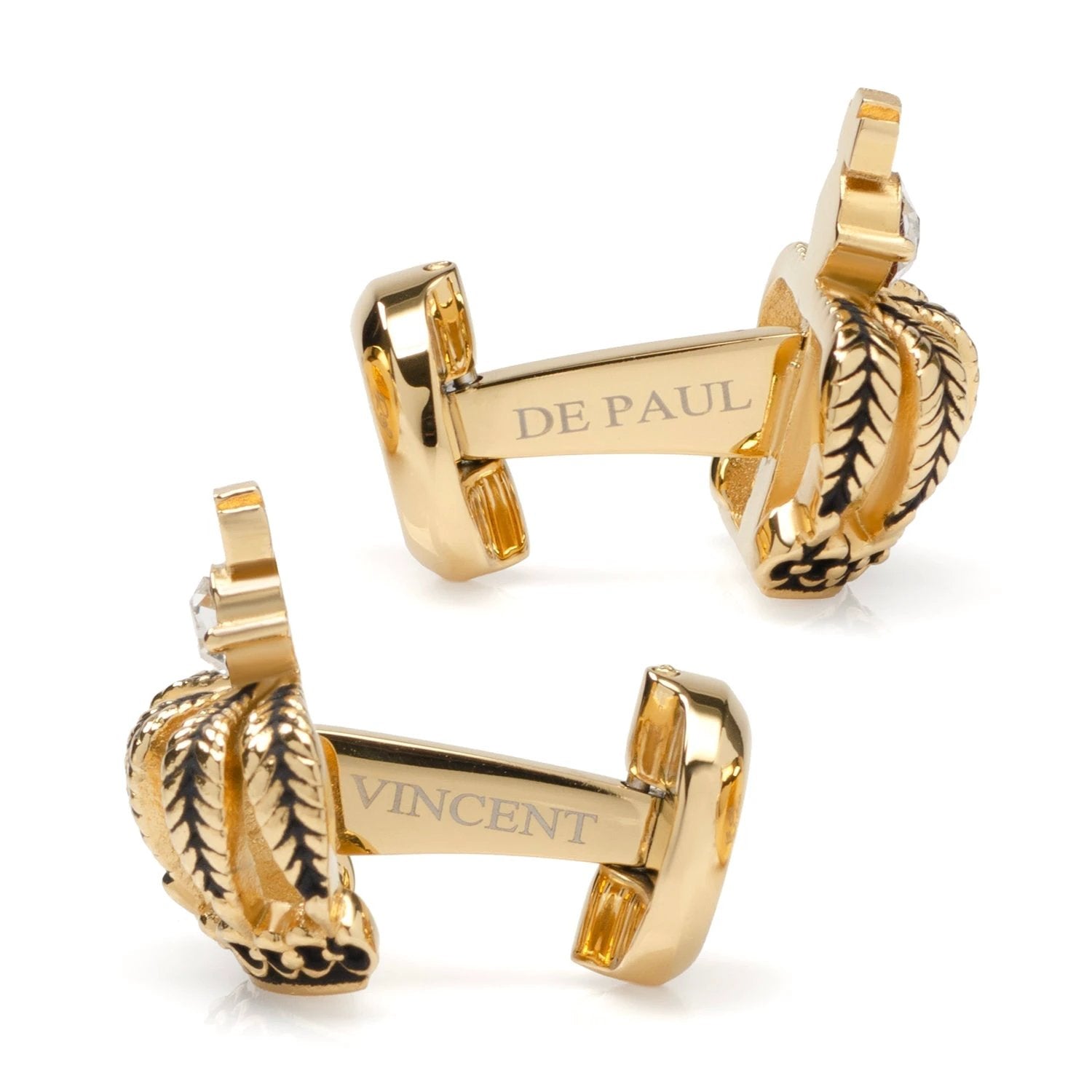 VDP 3D Crown Gold Crystal Stud Set by Cufflinks.com