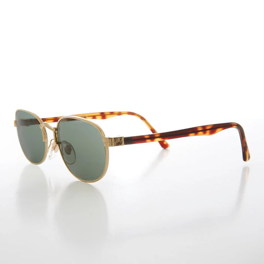 Unisex Gold Sunglass with Glass Lens - Wren by Sunglass Museum