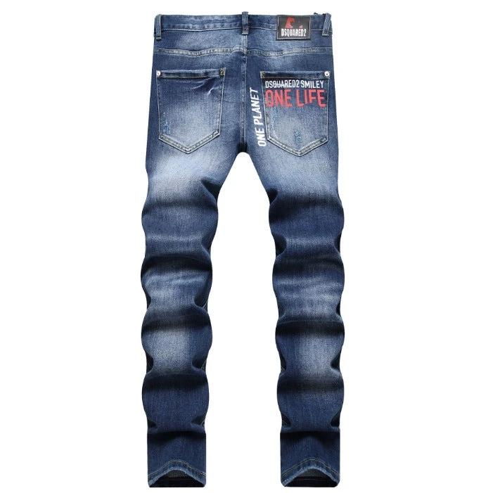 Fashionable Trendy Men's Slim-fit Denim Jeans With A Distressed Design by GJG Denim