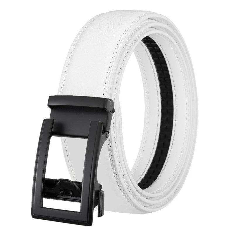 Men's Leather Belt Automatic Buckle Two-layer Cowhide Hollow by GJG Denim
