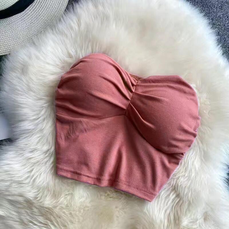 Outer Wear Wrapped Chest Strapless With Chest Pad Anti-exposure Inner Base Underwear by GJG Denim
