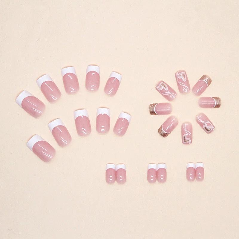 Women's Simple Love Sweet Wear Fake Nails by GJG Denim