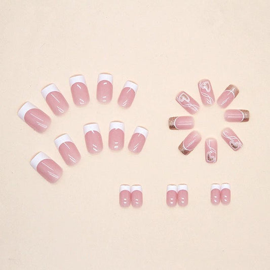 Women's Simple Love Sweet Wear Fake Nails by GJG Denim