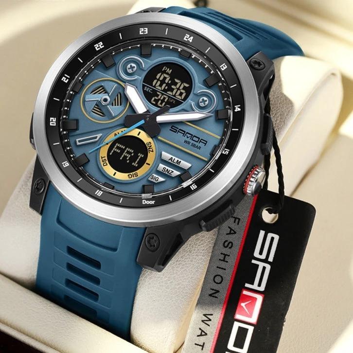 Sports Trend Multifunctional Waterproof Alarm Clock Reminder Electronic Watch For Men by GJG Denim