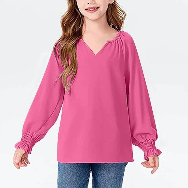 New Loose-fitting Solid Color Long Sleeves Children's Clothing Shirt by GJG Denim