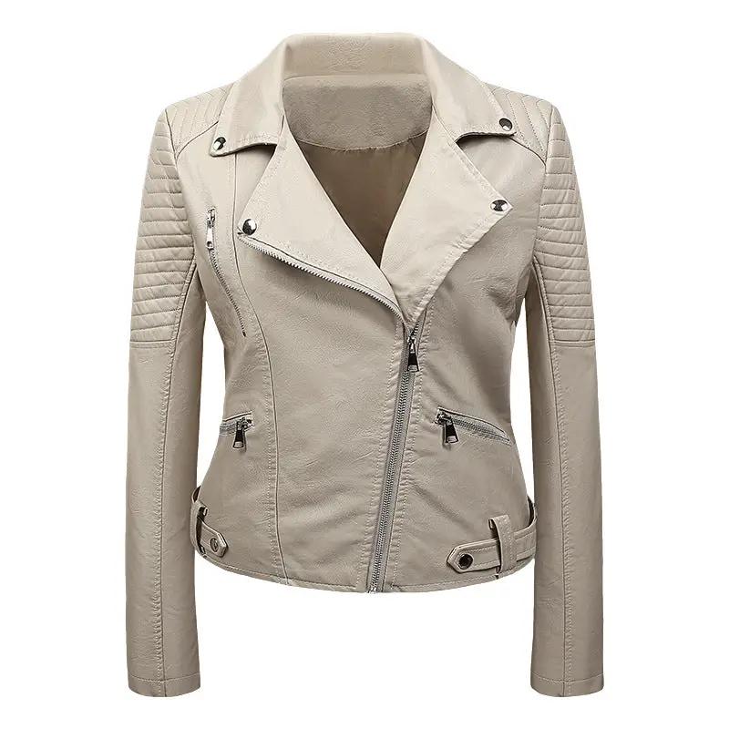 Korean-style Slim-fit Harajuku Student Biker Leather Jacket by GJG Denim