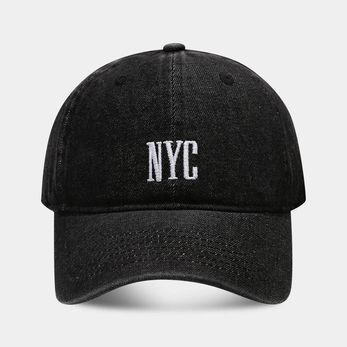 Men's Retro Denim "NYC" Peaked Cap by GJG Denim