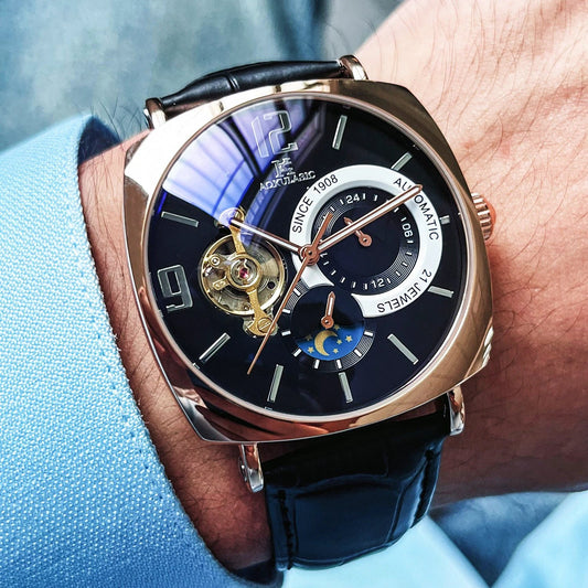 Men's Square Fully Automatic Mechanical Watch by GJG Denim