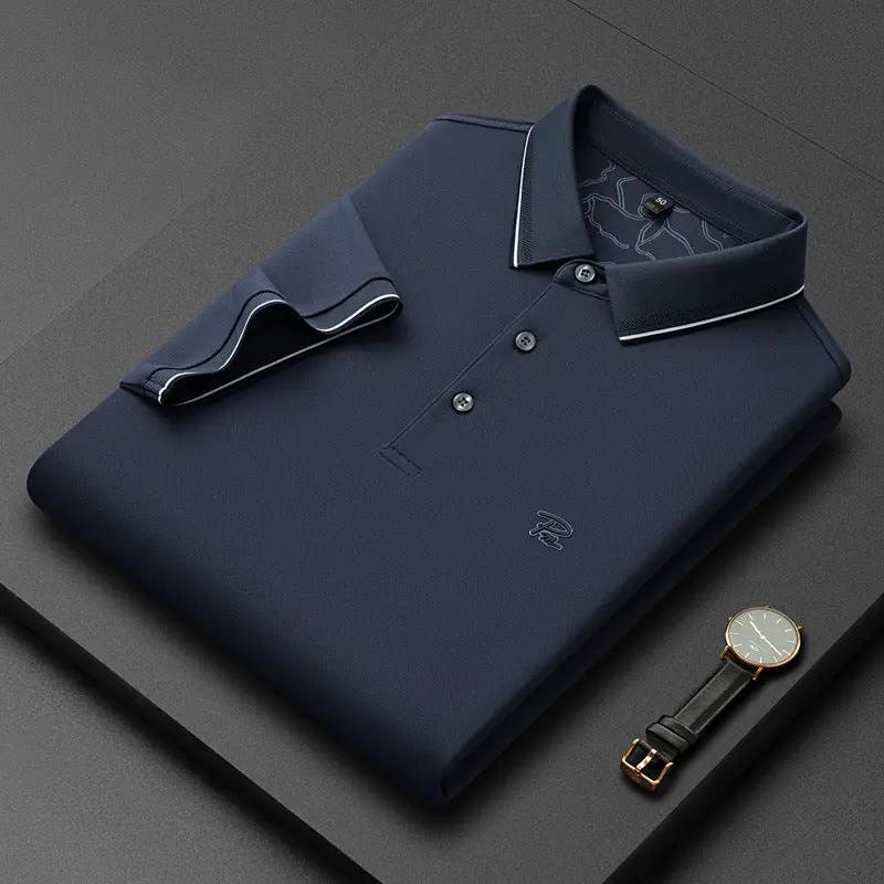Men's Short-sleeve Lapel Solid-color Shirt by GJG Denim