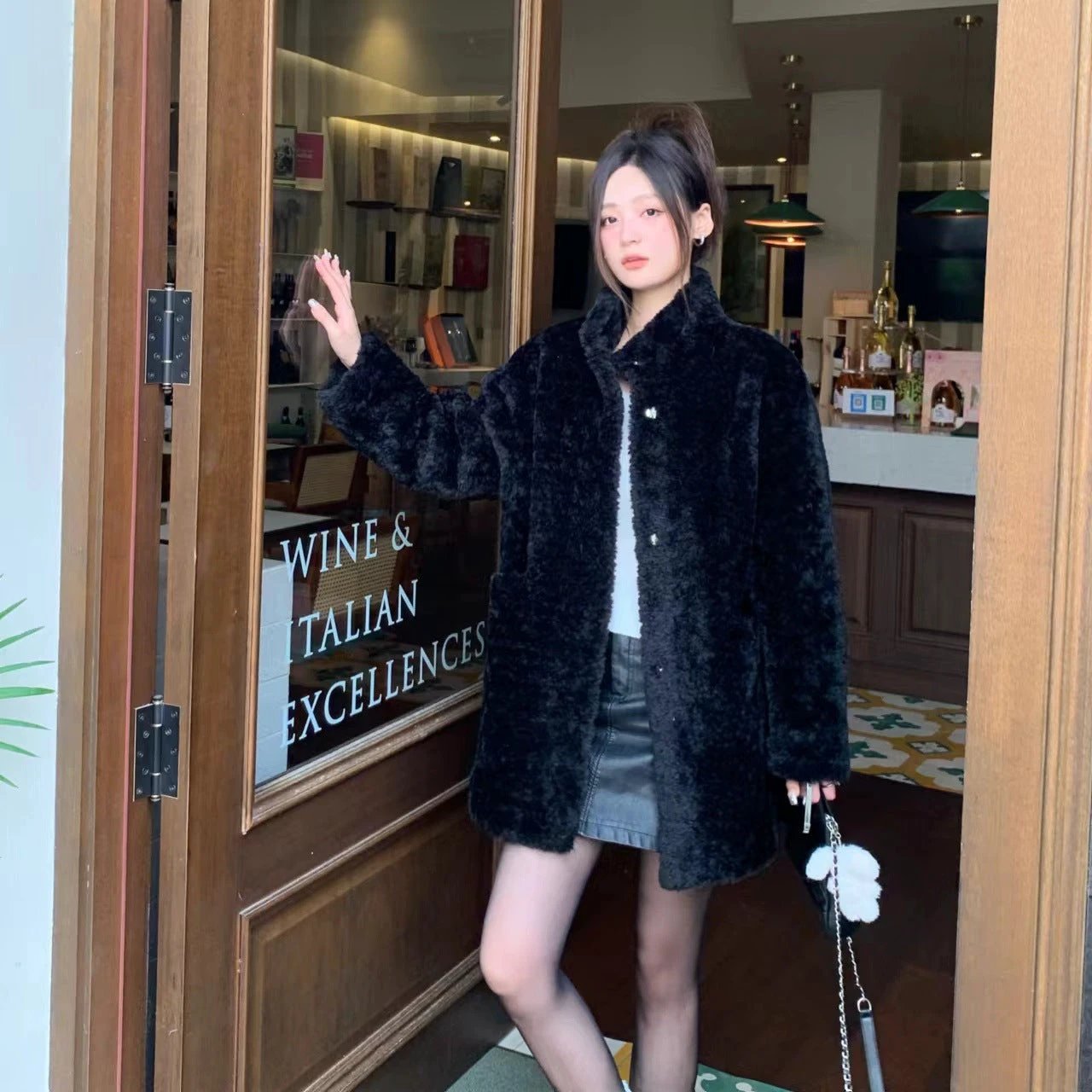 Womens Mid Length Lambswool Coat by GJG Denim