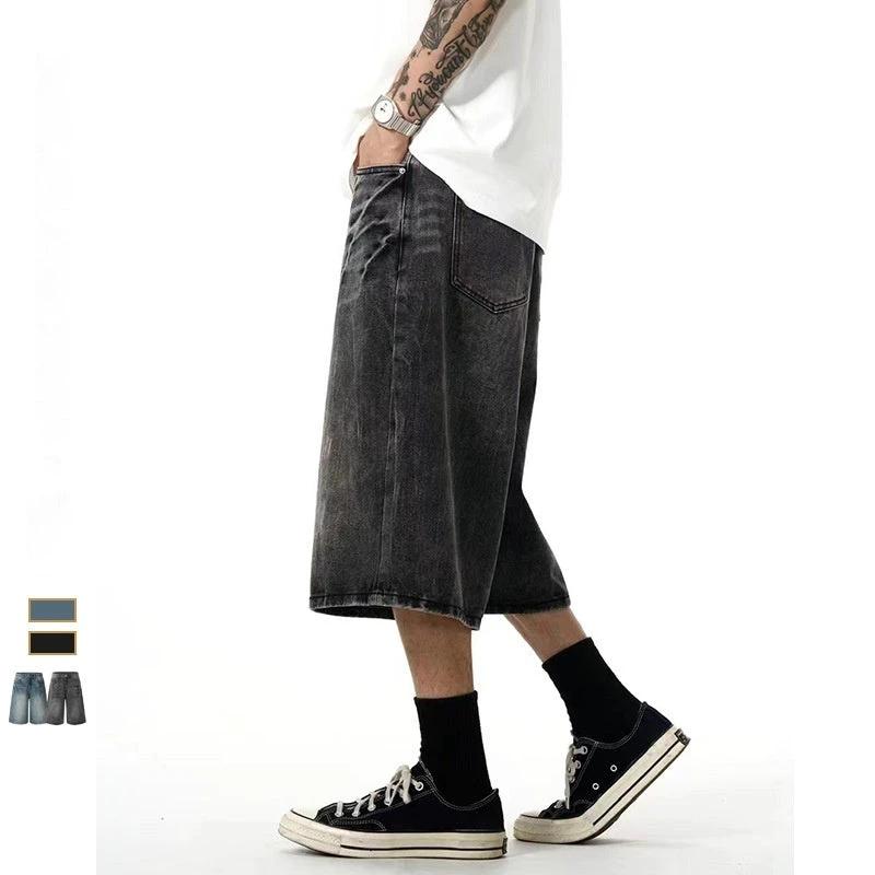 Summer New Denim Shorts Men's Casual Straight Loose by GJG Denim